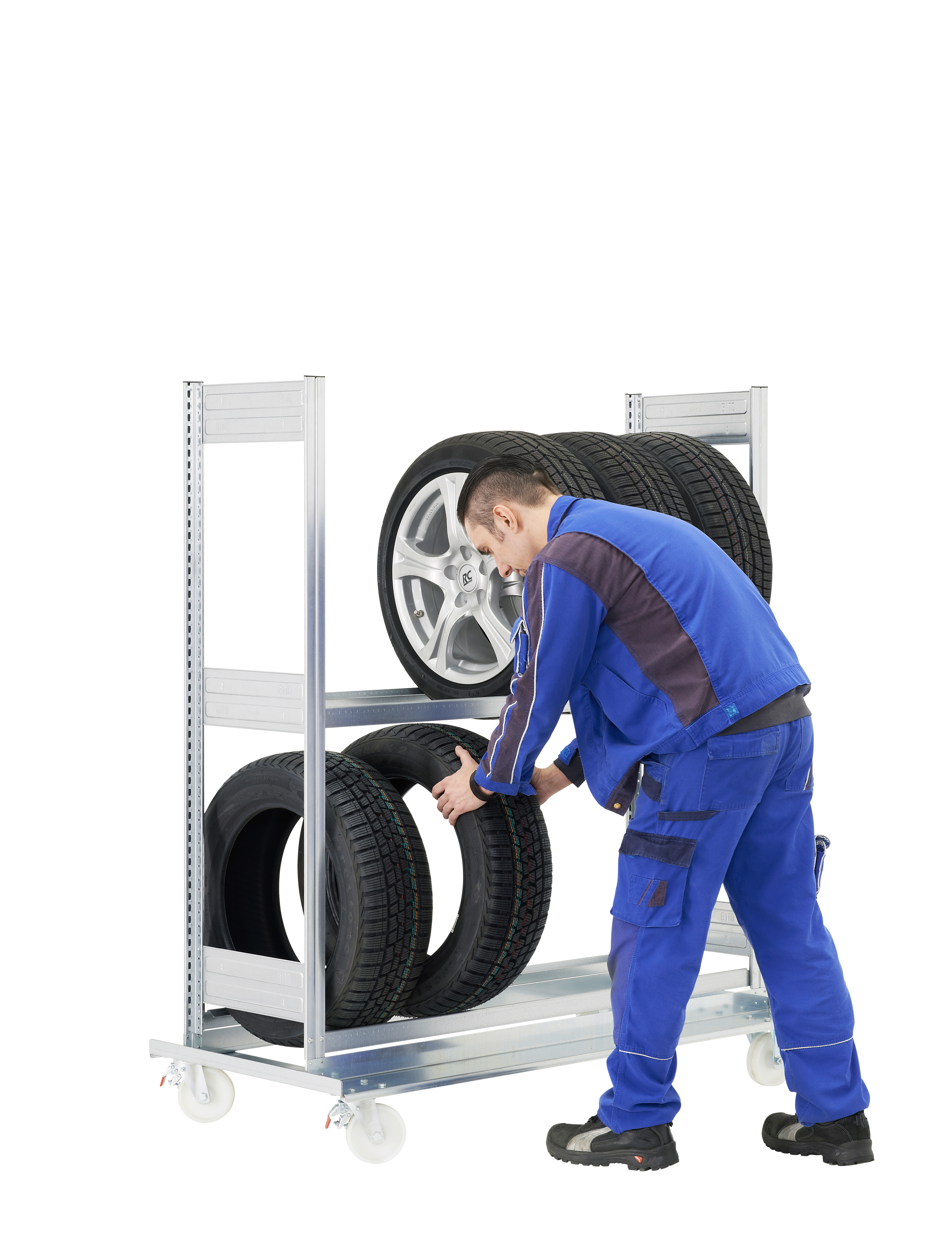 Rayonnages pour pneus, version mobile, galvanisé, 10-40200