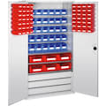 Jumbokasten met bakken, met bakken, lichtgrijs, blauw, rood, 20469