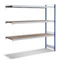 Rayonnages à tablettes grande largeur en bois aggloméré, bleu, 13541