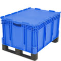 Eurostapelbakken XL, palletvoeten, blauw, 22618