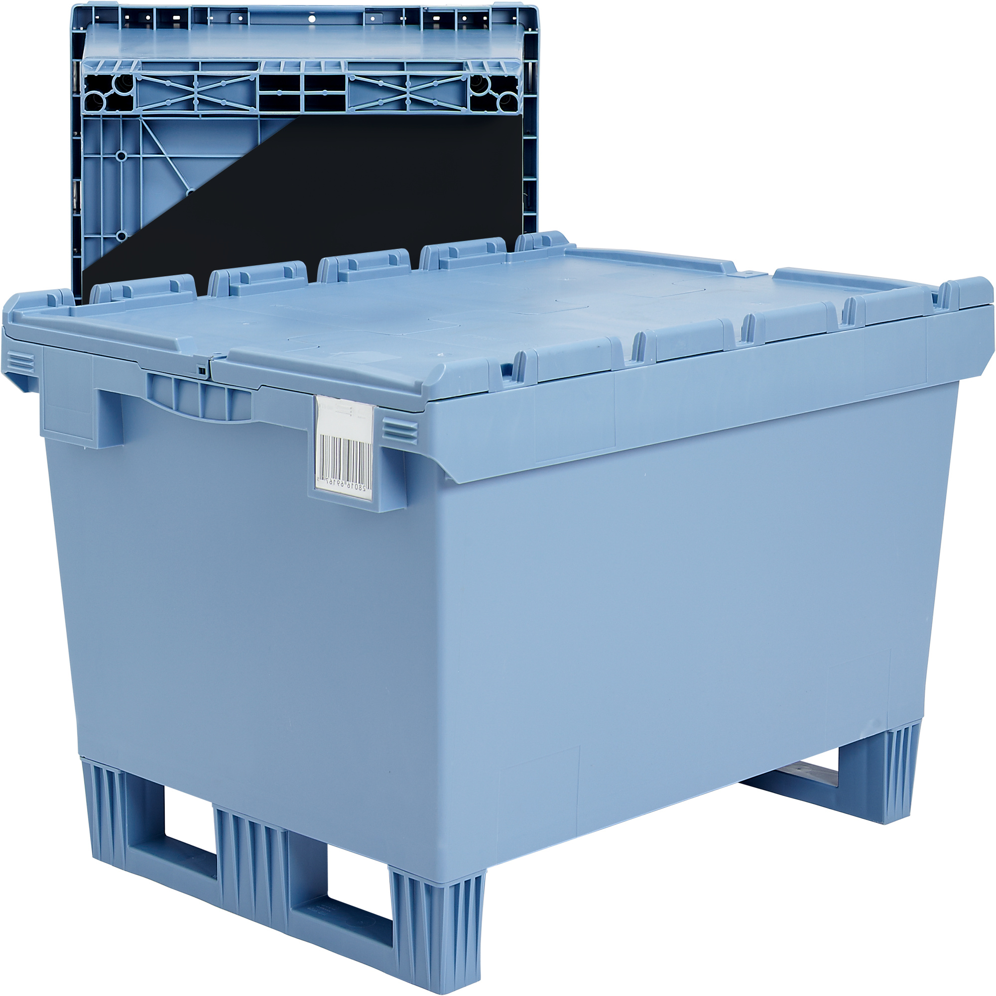 Mehrwegbehälter MB - Doppelboden, Kufen, taubenblau, shop_30b_pv_6316_fw14147