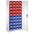 Magazijnkasten, met bakken, lichtgrijs, blauw, rood, 20465
