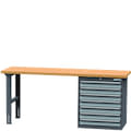 Workbenches Classic Line, drawers, housing in anthracite grey RAL 7016, drawer fronts in light grey RAL 7035, wood, 15-45588