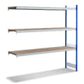 Rayonnages à tablettes grande largeur en bois aggloméré, bleu, 13538