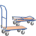 Chariots à dossier rabattable, 150 kg, 250 kg, bleu, finition hêtre, 13714+20012
