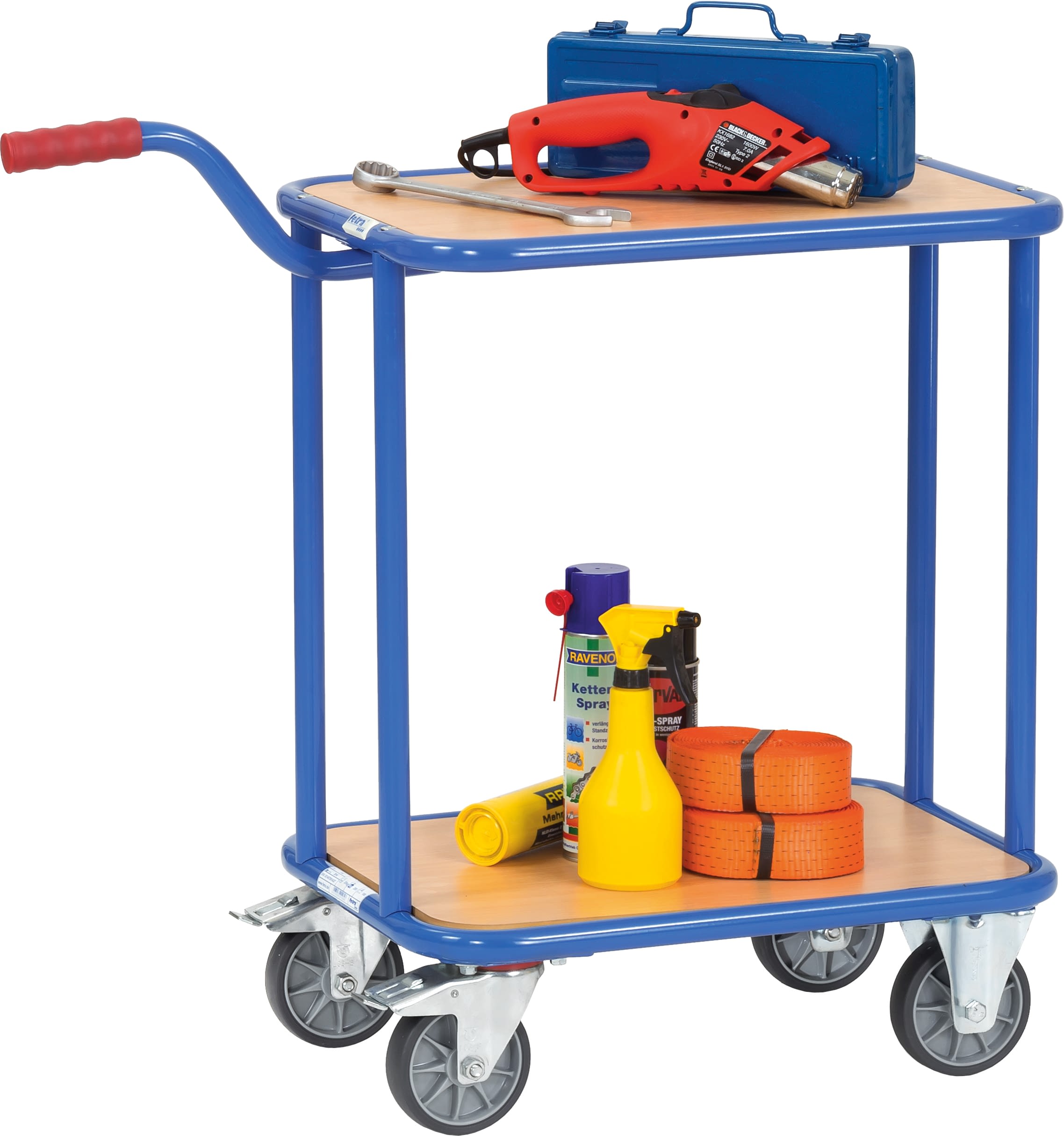 Chariots à poignée, 250 kg, bleu, finition hêtre, GR2