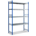 Rayonnages à tablettes grande largeur avec platelage métallique, bleu, 27128