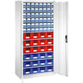 Magazijnkasten, met bakken, lichtgrijs, blauw, rood, 20466