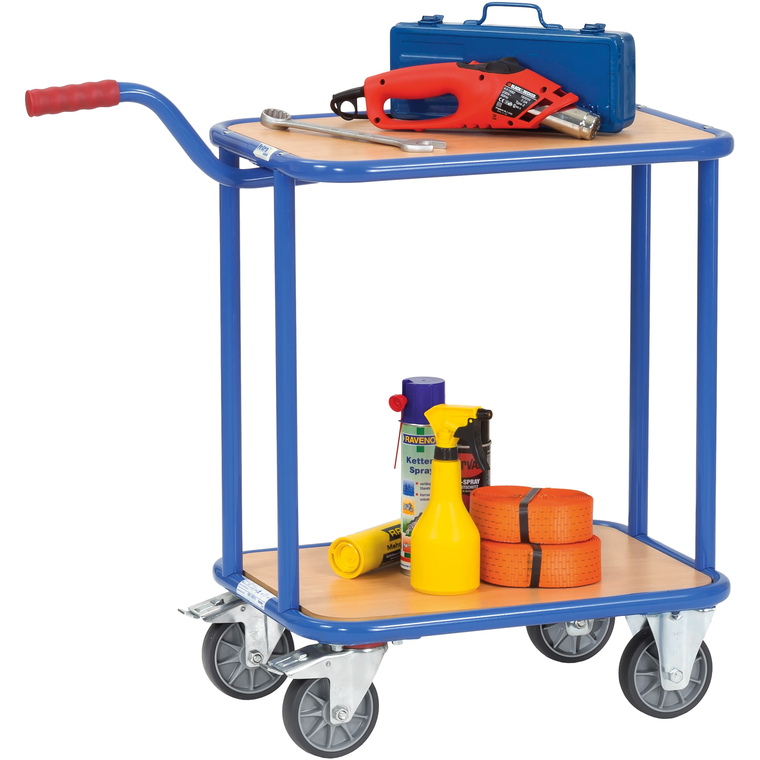 Vozíky s rúčkou, 250 kg, modrá, buk, GR2