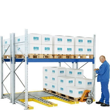 Rollenbahnsegmente mit Hubwagenentnahme