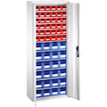 Magazijnkasten, met bakken, lichtgrijs, blauw, rood, 20461