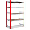 Rayonnages à tablettes grande largeur en bois aggloméré, rouge, 13500