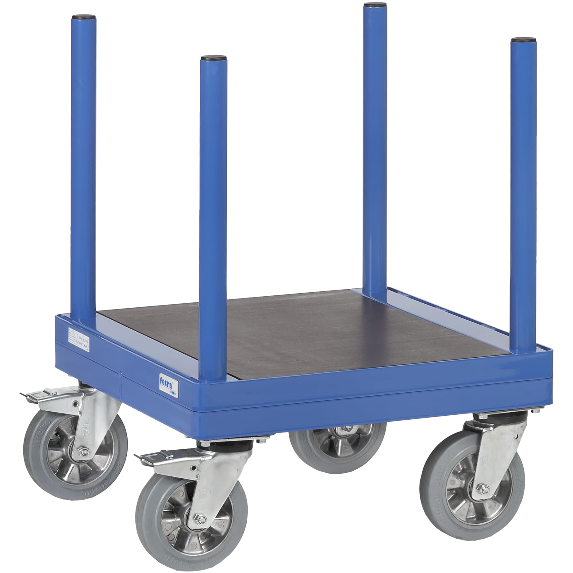 Platform handles. Long goods Trolley with 4 Stanchion. Roller platforms handling. Roller platform.
