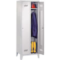 Vestiaires industriels, pieds, 2 compartiments, gris clair, 20730