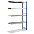 Rayonnages à tablettes grande largeur en bois aggloméré, bleu, 15532