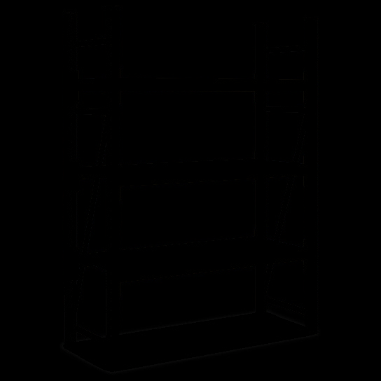 Rayonnages mi-lourds, système Flex, panneaux en bois aggloméré, 3 niveaux, bleu, galvanisé, 25748