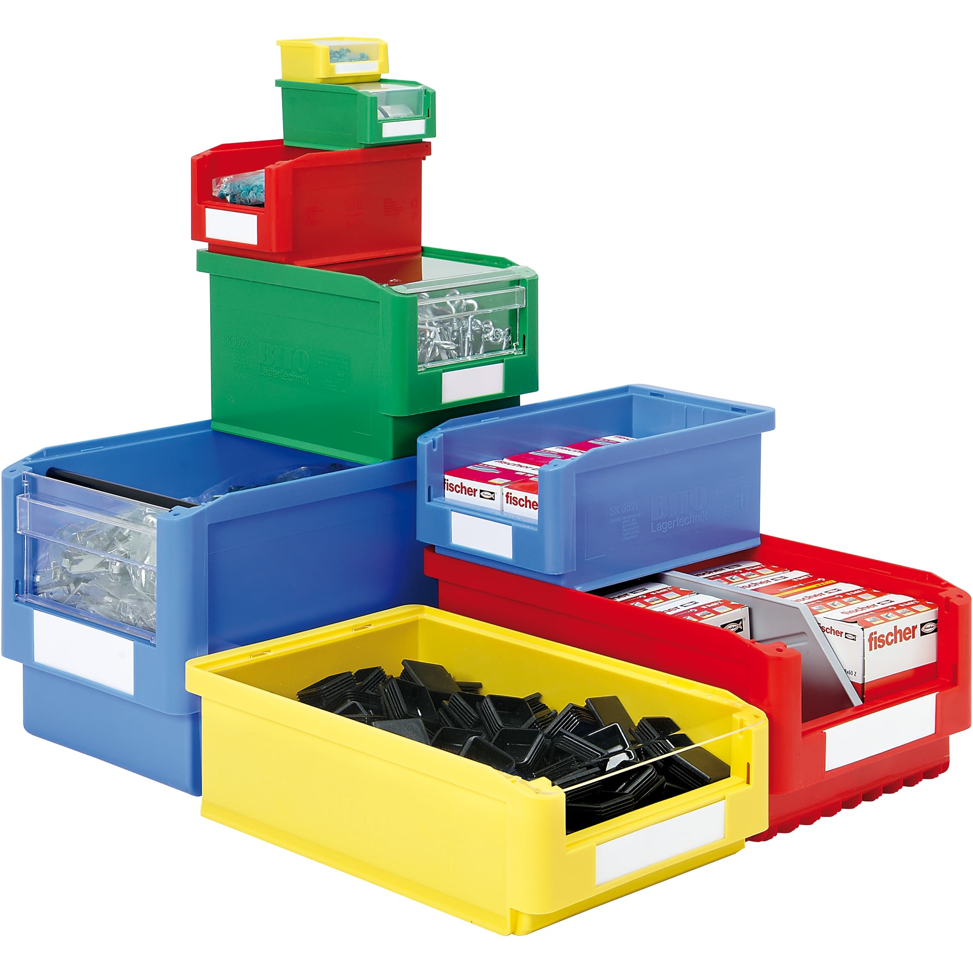 Sichtlagerkästen SK, Sichtöffnung stirnseitig, blau, gelb, grün, rot, shop_13524