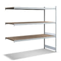 Shelving with extra large chipboard shelves, galvanised, 13543