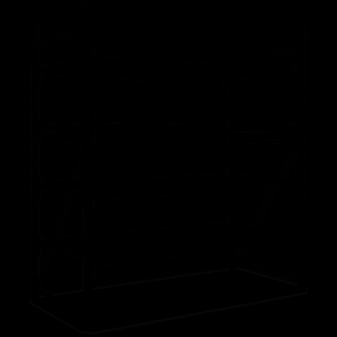 Rayonnages mi-lourds, système Flex, panneaux en bois aggloméré, 4 niveaux, bleu, galvanisé, 33132