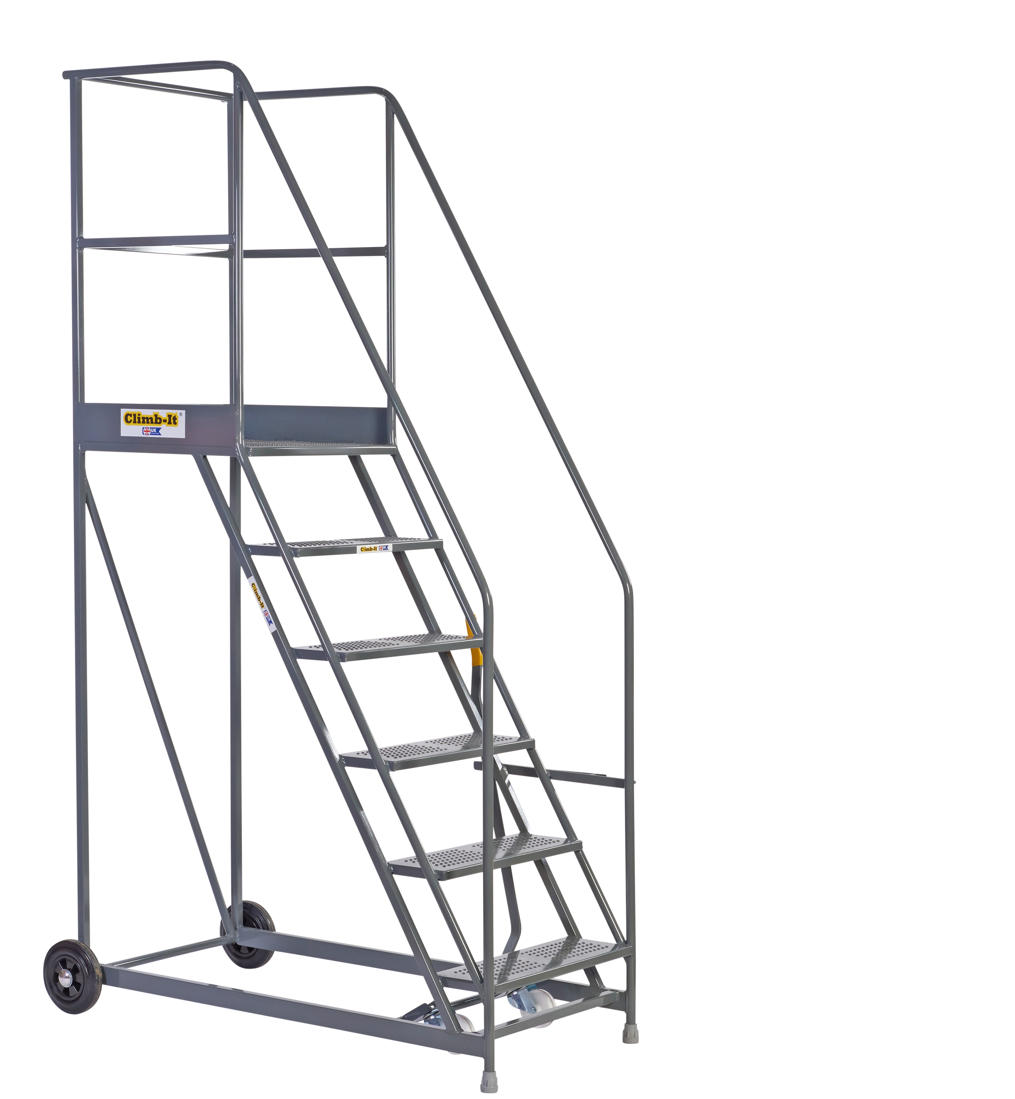 Warehouse safety steps - grey 9 tread 2250mm high platform | BITO