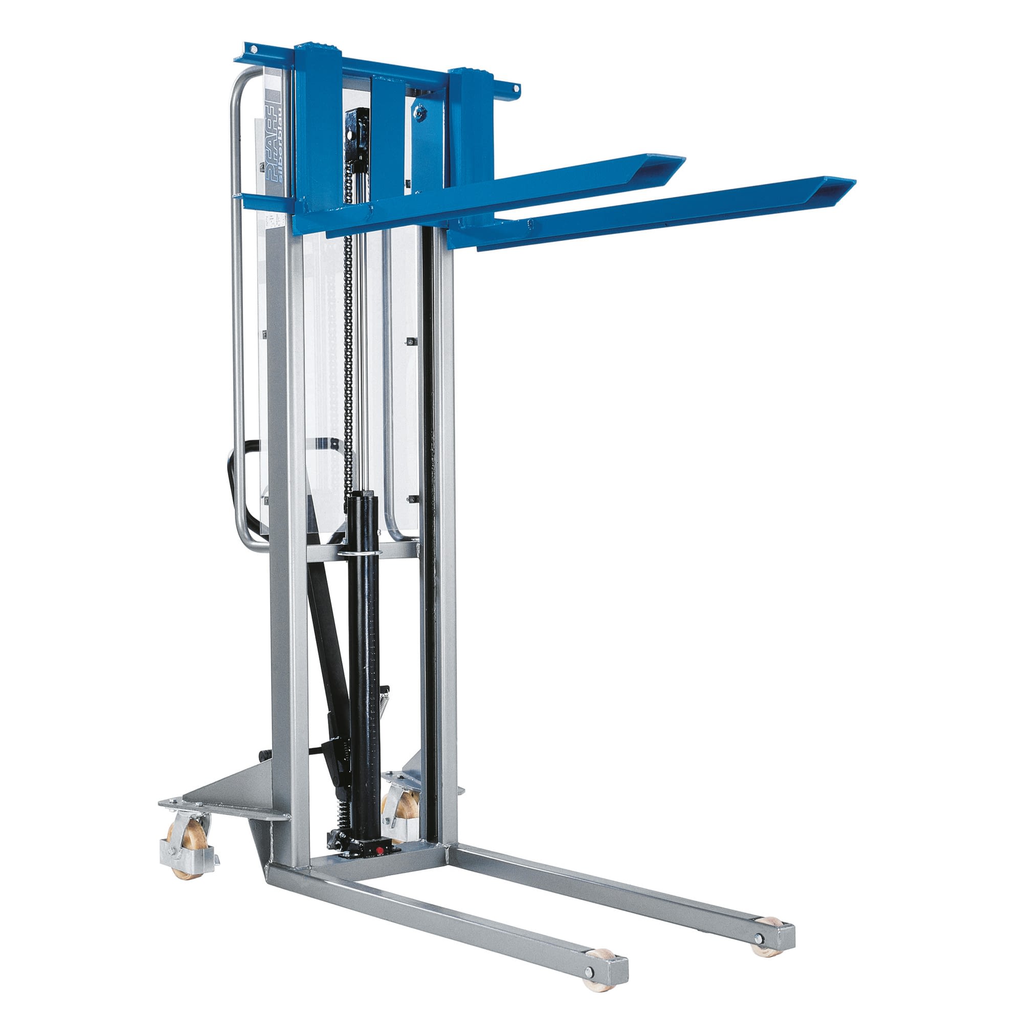 Hydraulický ručný stohovací vozík, 500 kg, strieborná/modrá, 22-39614