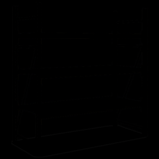 Rayonnages mi-lourds, système Flex, panneaux en bois aggloméré, 3 niveaux, bleu, galvanisé, 33117