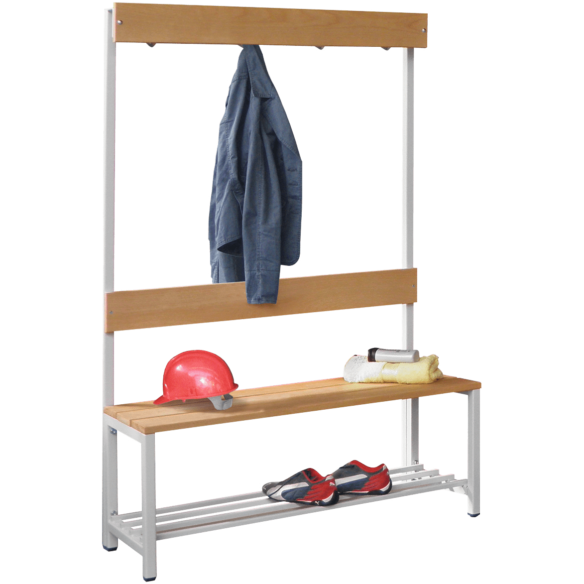 Cloakroom Bench Seats Single Sided With Coat Hook Stand With