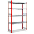 Rayonnages à tablettes grande largeur avec platelage métallique, rouge, 27131