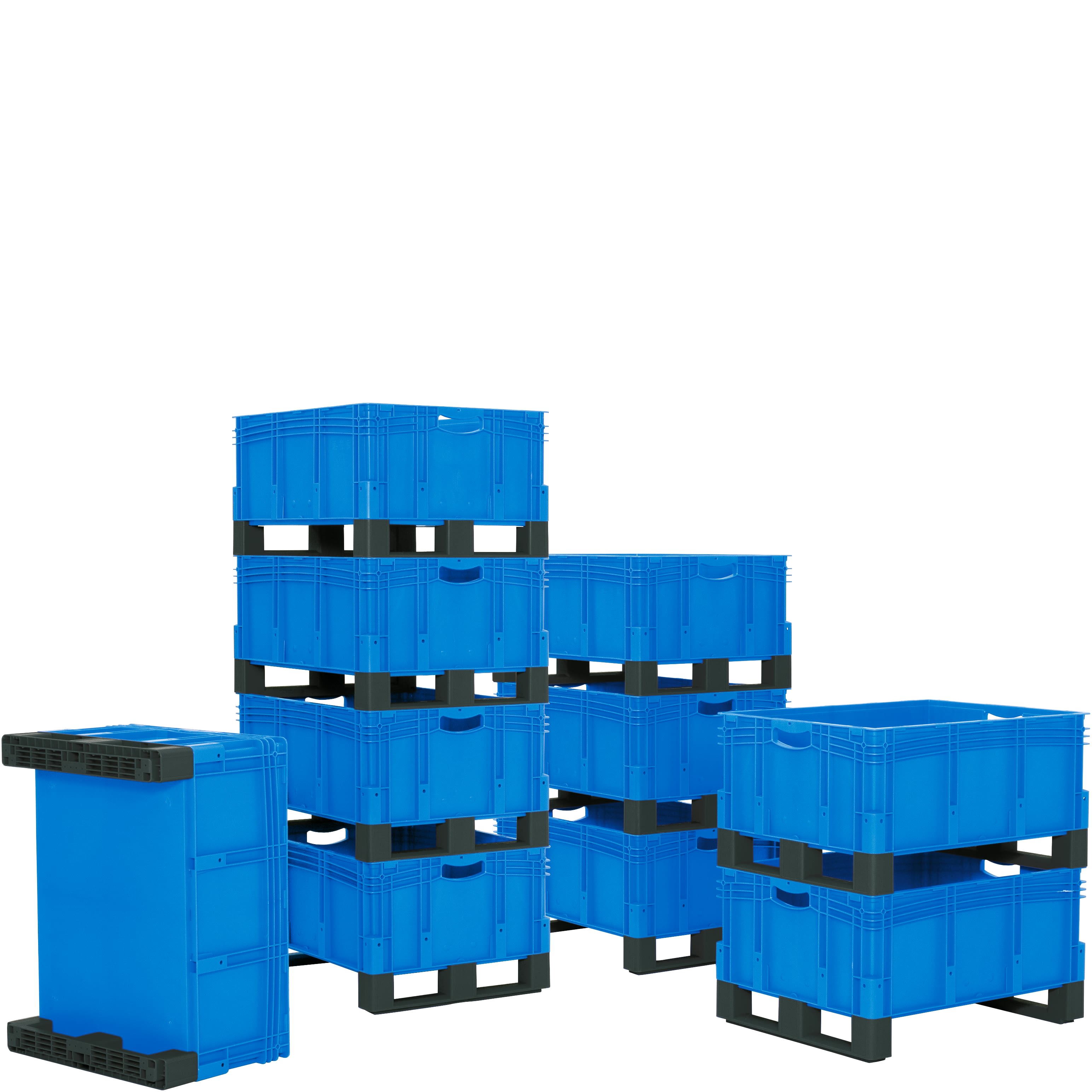 Stohovacie euro prepravky XL, sada lyžín, s plnými stenami, modrá, 6800