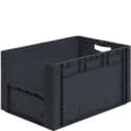 European size stacking containers XL, short side pick opening, black, shop_img_90039