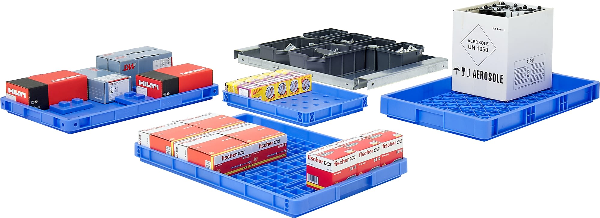 Trays, blauw, glansverzinkt, 13761