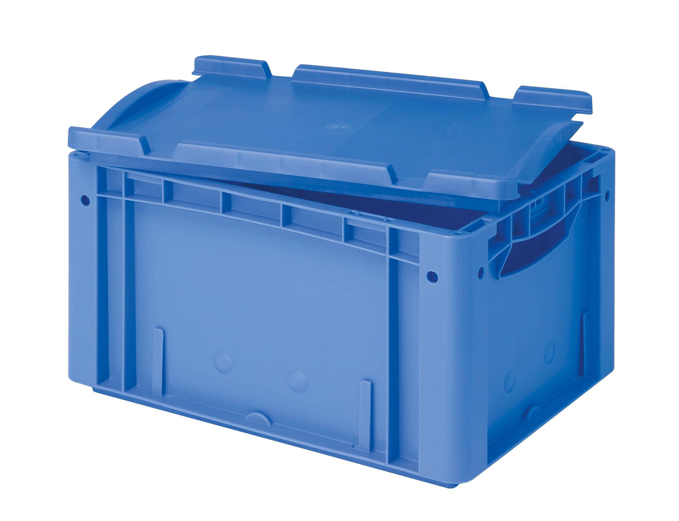 Stohovacie euro prepravky XL, s plnými stenami, s otvorom na uchopenie, modrá, 43-20303
