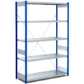 Rayonnages à tablettes, type EL - charge par tablette 100 kg, bleu, galvanisé, 16966