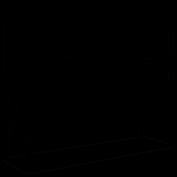 Regály s velkou roztečí stojin, systém Flex, dřevotřískové police, se 3 úrovněmi, modrá, pozinkovaná, 25760