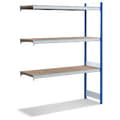 Rayonnages à tablettes grande largeur en bois aggloméré, bleu, 13520