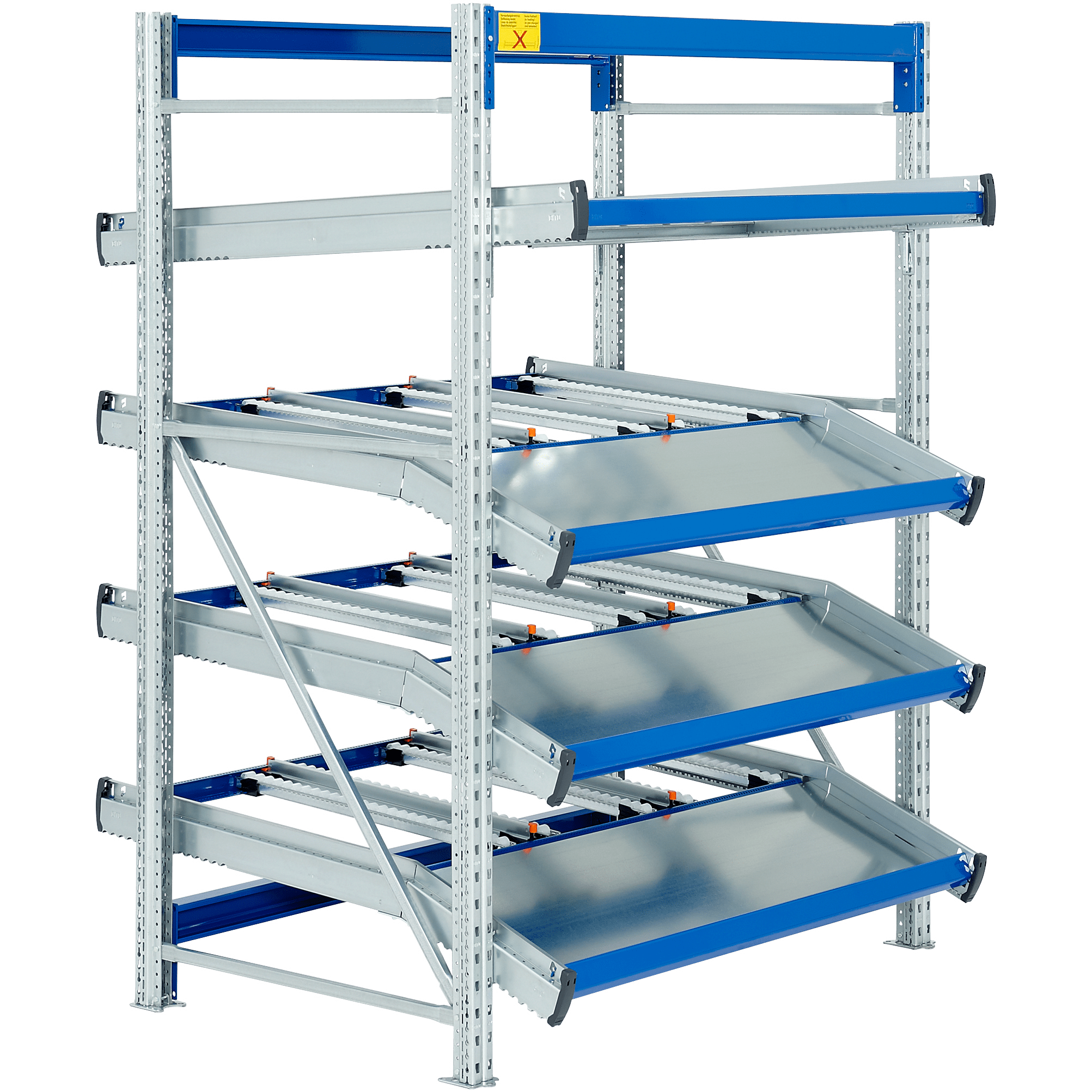 Stückgut-Durchlaufregale FLEX - statisch, Vorlaufebenen abgeknickt | BITO